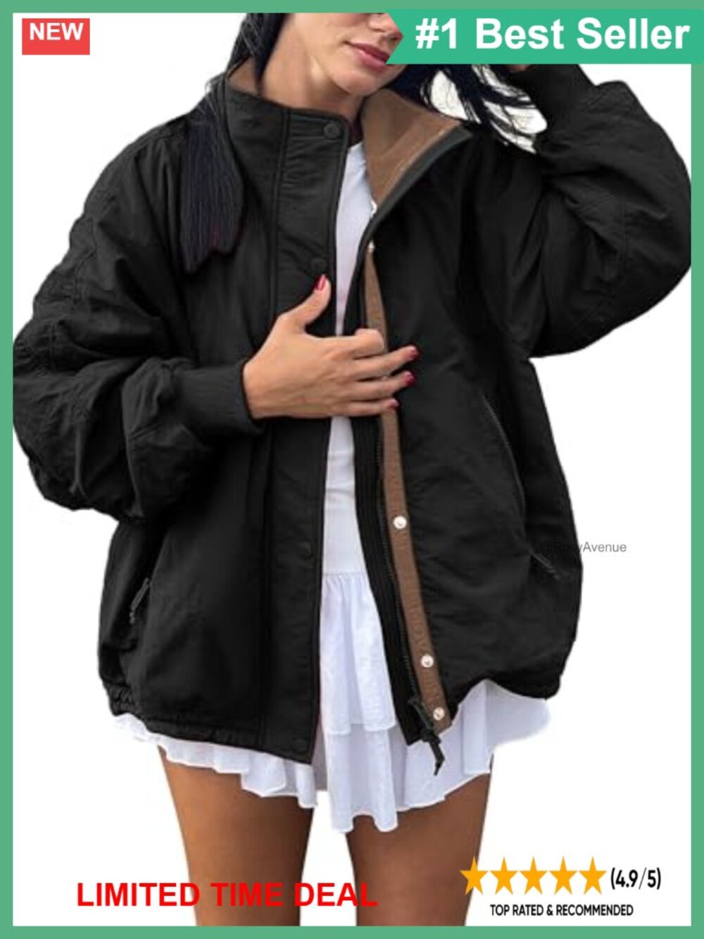Womens Windproof Fleece Lined Lightweight Outdoor Coat